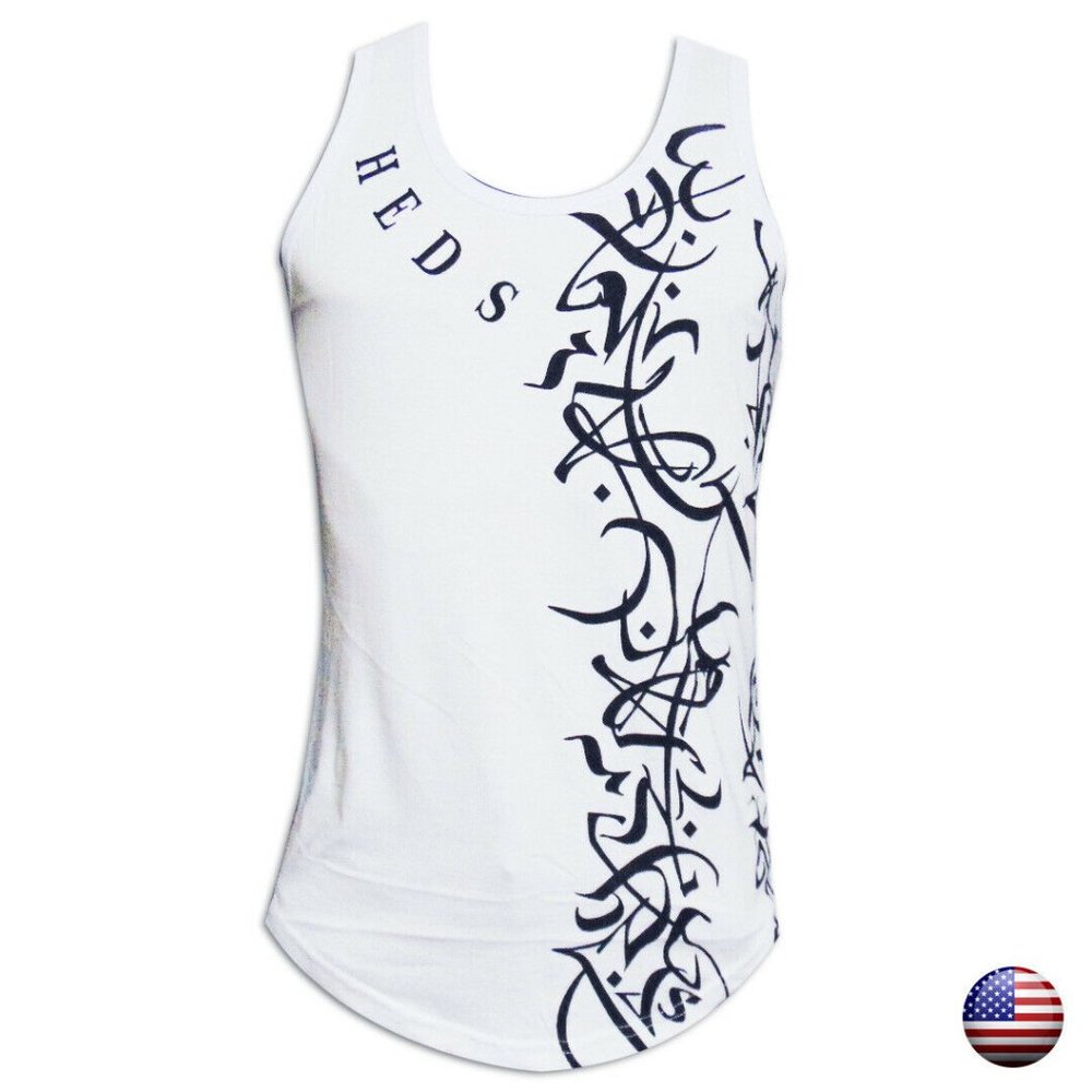 FASHION TATTOO HEDS MEN'S WHITE TANK TOP SIZE M L